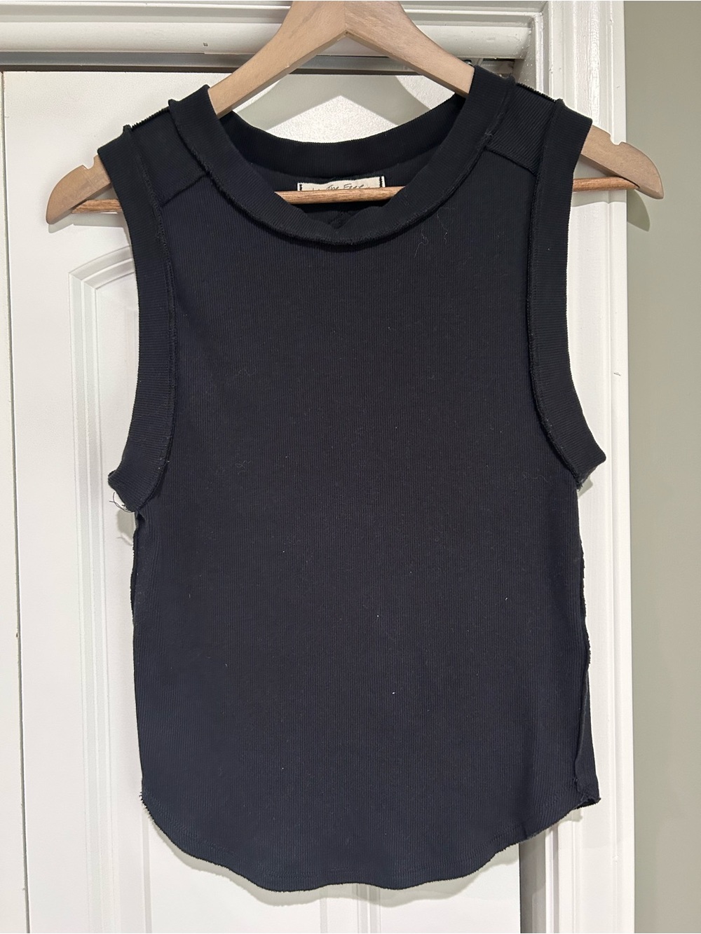 We The Free Black Ribbed Crewneck Tank